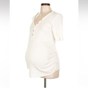 White Maternity V-Neck Top